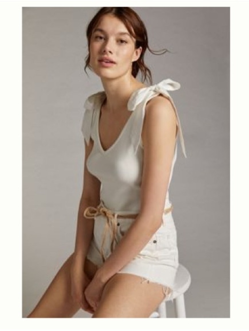 Anthropologie Maeve Ribbed Cream Tank